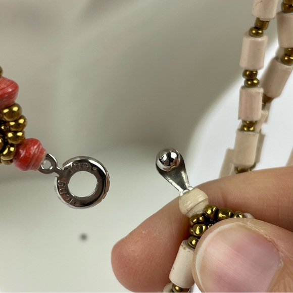 Teng Yue Red Cream Beaded Strand Necklace Boho Women Jewelry - Picture 7 of 7